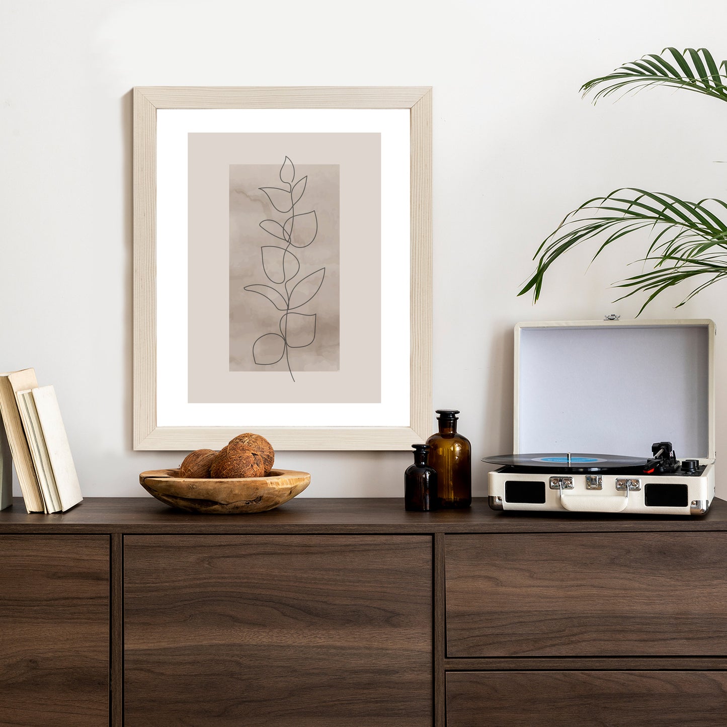 Poster Abstrakte Minimalistische Pflanze Auf Beigem Hintergrund