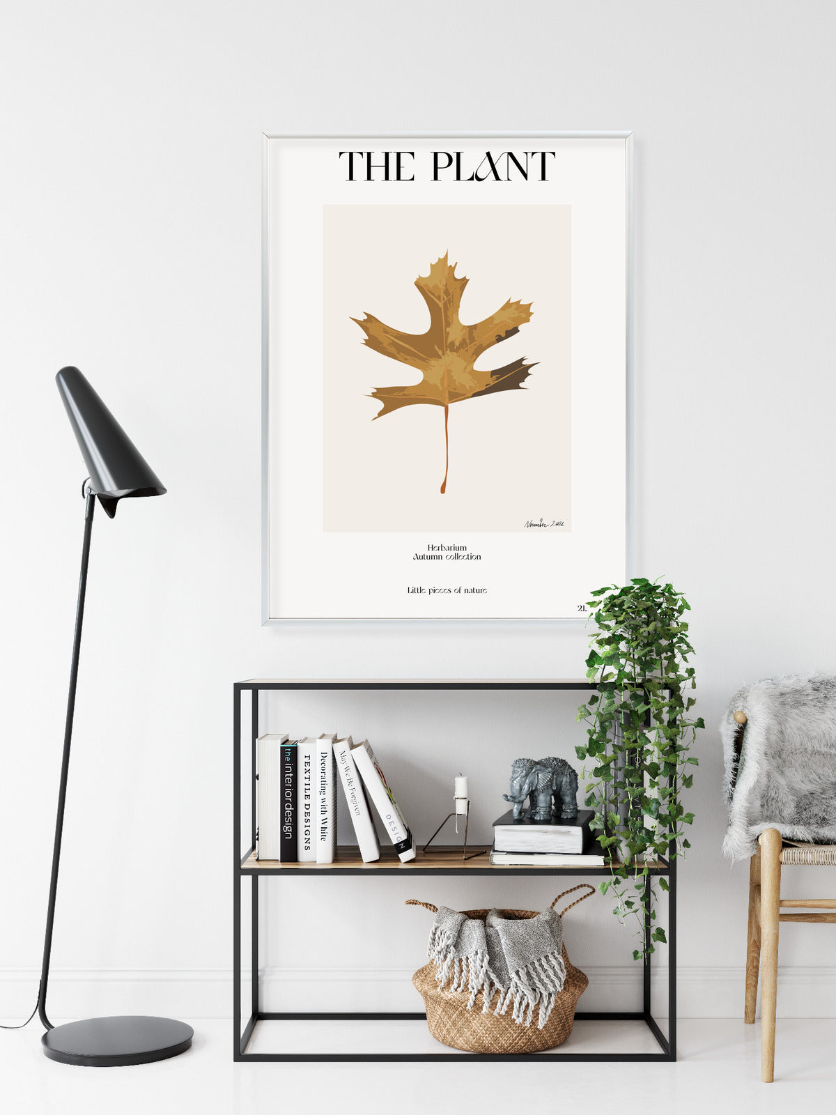Poster Herbstblatt Im Herbarium Rahmen Holz Mit Passepartout Farbe Natürlich
