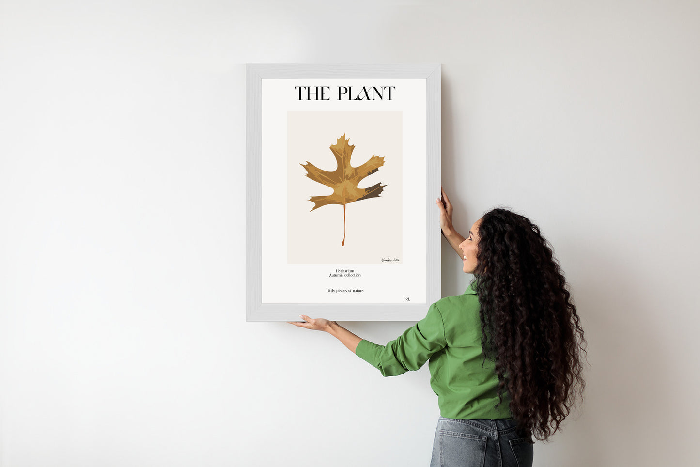 Poster Herbstblatt Im Herbarium Rahmen Holz Mit Passepartout Farbe Natürlich