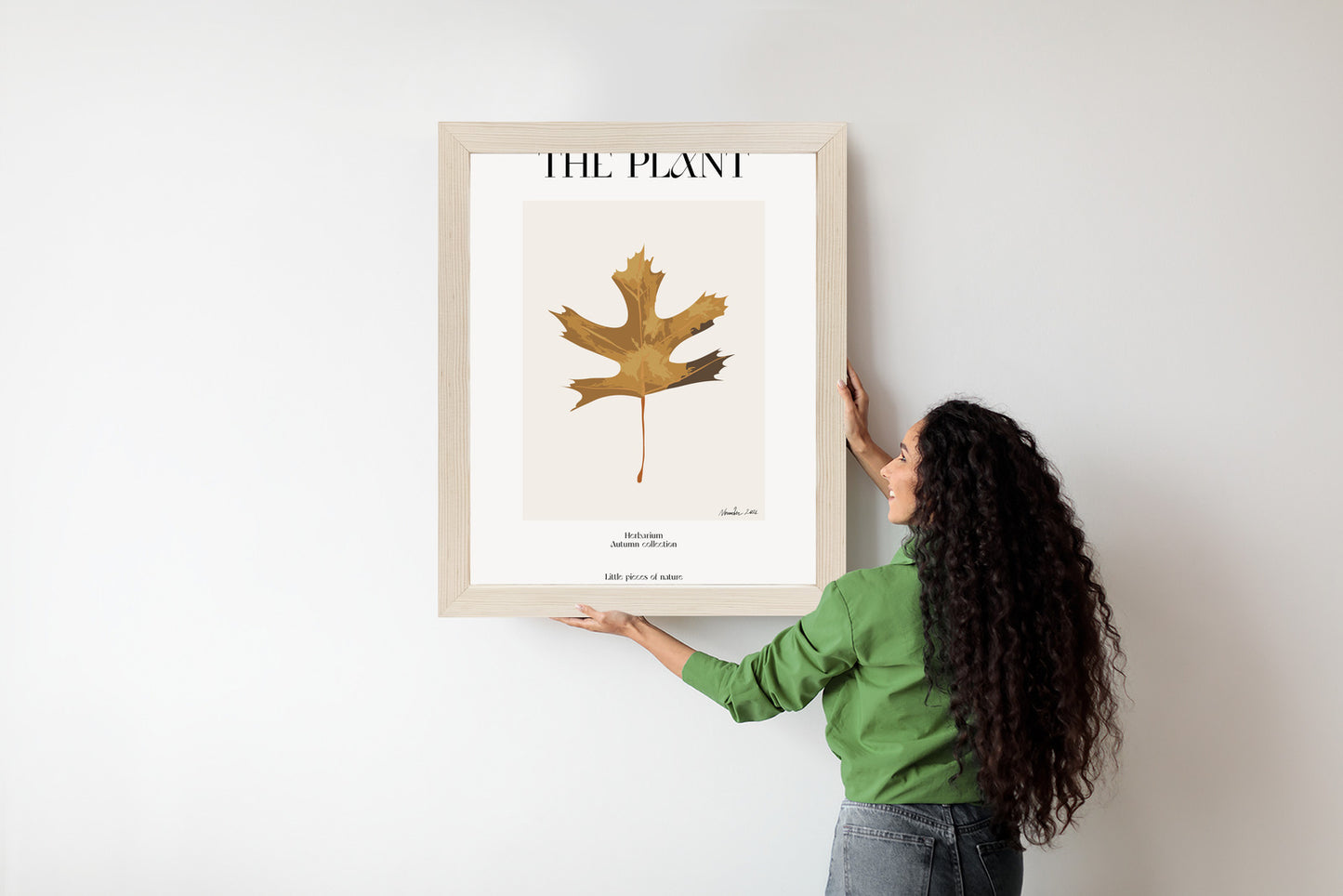Poster Herbstblatt Im Herbarium Rahmen Holz Mit Passepartout Farbe Natürlich