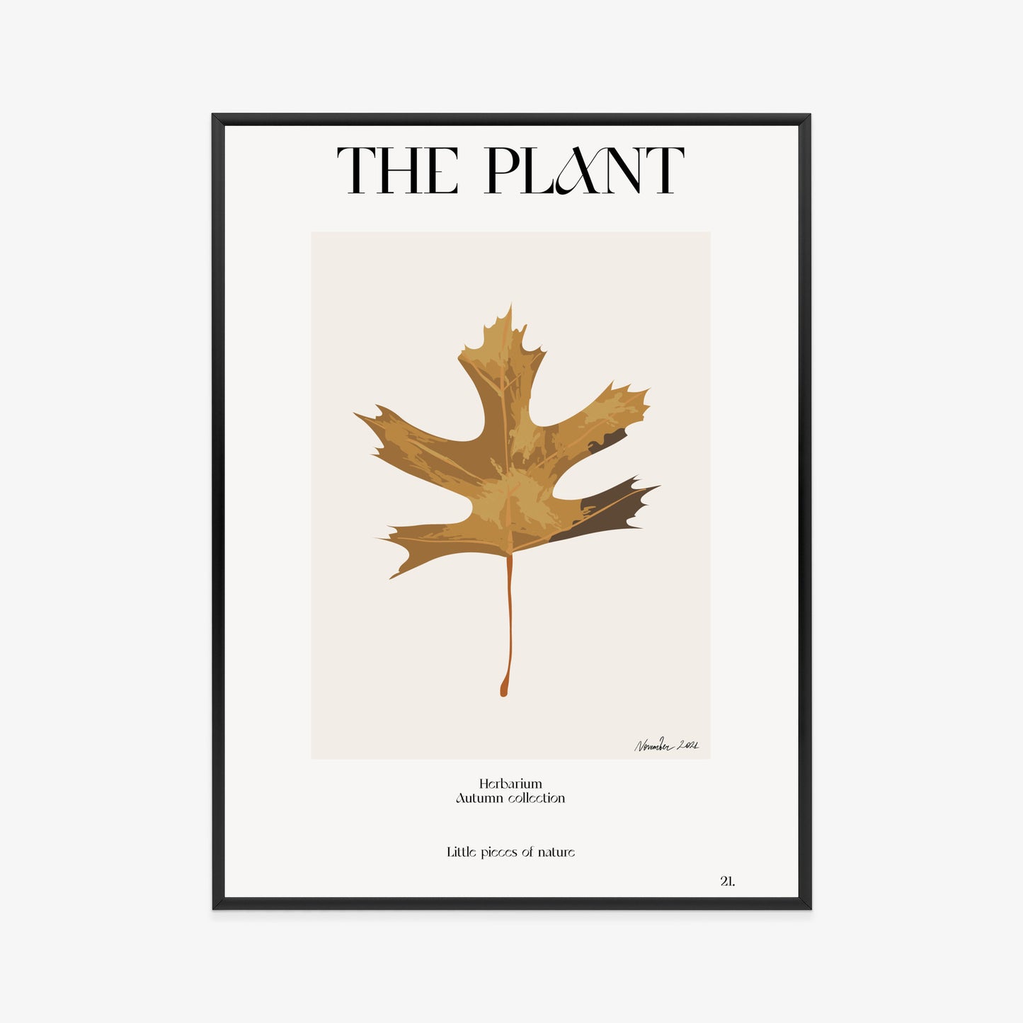 Poster Herbstblatt Im Herbarium Rahmen Holz Mit Passepartout Farbe Natürlich