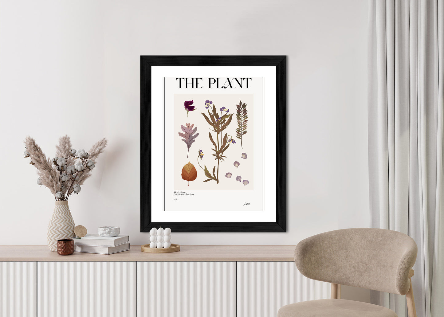 Poster Herbstpflanzen Im Herbarium Rahmen Aluminium Mit Passepartout Farbe Schwarz