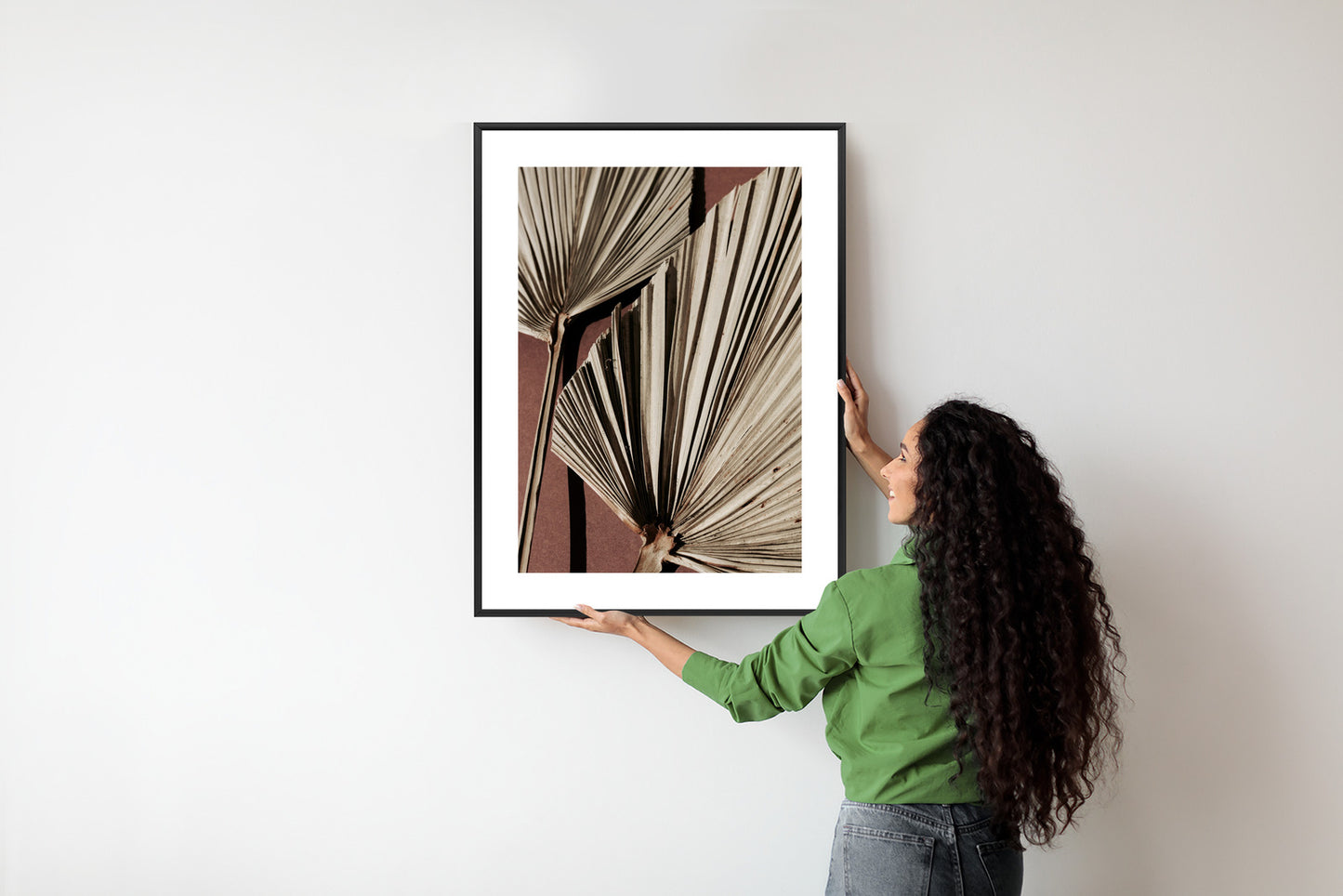 Poster Exotische Palmblätter Aus Nächster Nähe Rahmen Holz Mit Passepartout Farbe Natürlich