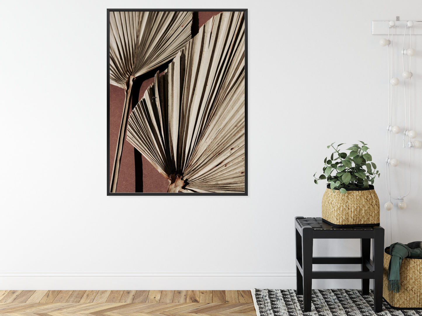 Poster Exotische Palmblätter Aus Nächster Nähe Rahmen Holz Mit Passepartout Farbe Natürlich