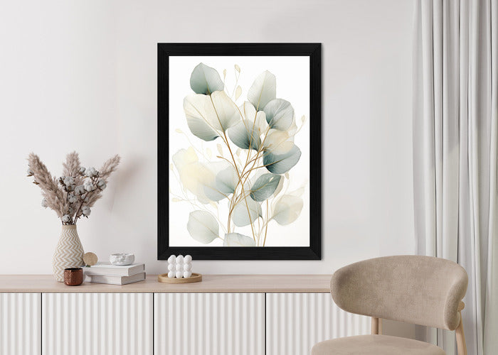 Poster Eukalyptus Olivgrüne Blätter Rahmen Holz Mit Passepartout Farbe Natürlich
