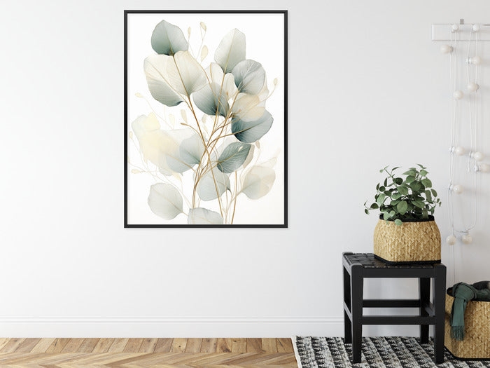 Poster Eukalyptus Olivgrüne Blätter Rahmen Holz Mit Passepartout Farbe Natürlich