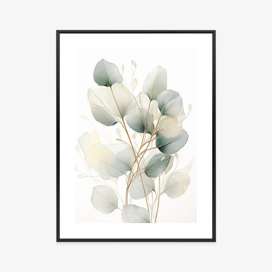 Poster Eukalyptus Olivgrüne Blätter Rahmen Holz Mit Passepartout Farbe Natürlich
