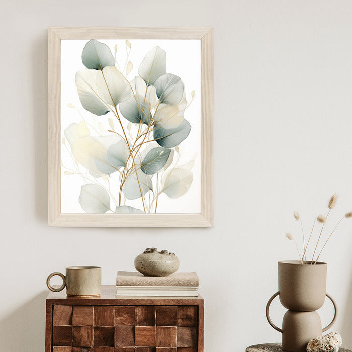 Poster Eukalyptus Olivgrüne Blätter Rahmen Holz Mit Passepartout Farbe Natürlich