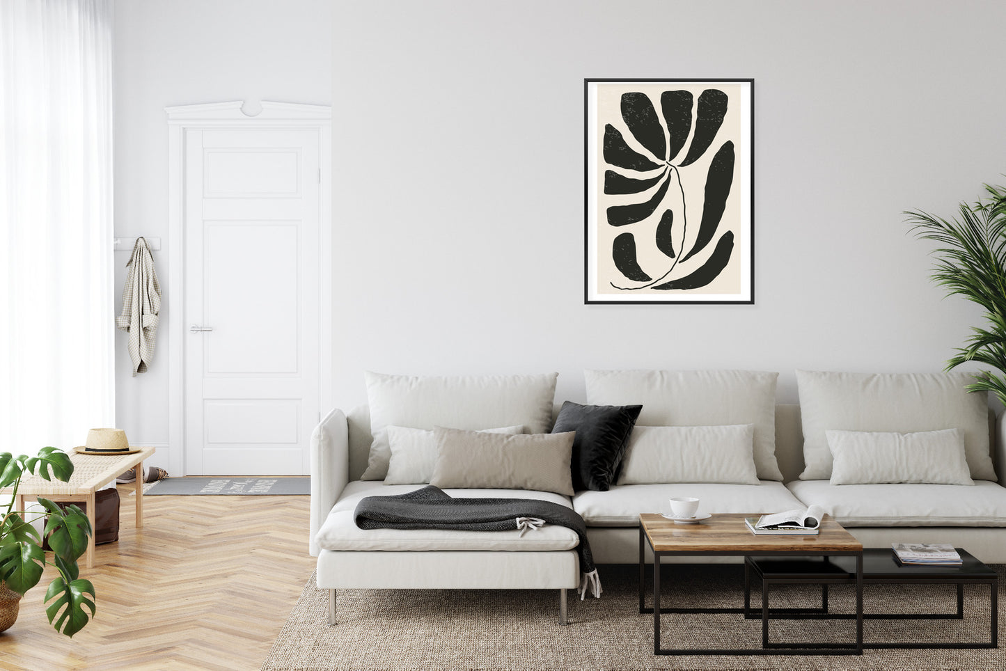 Poster Blume Mit Blättern Im Matisse-Stil