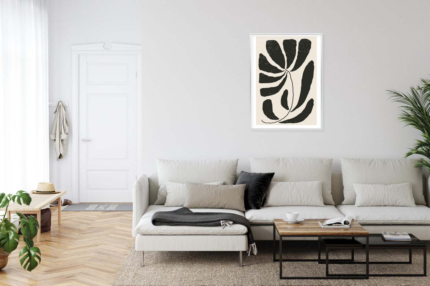 Poster Blume Mit Blättern Im Matisse-Stil