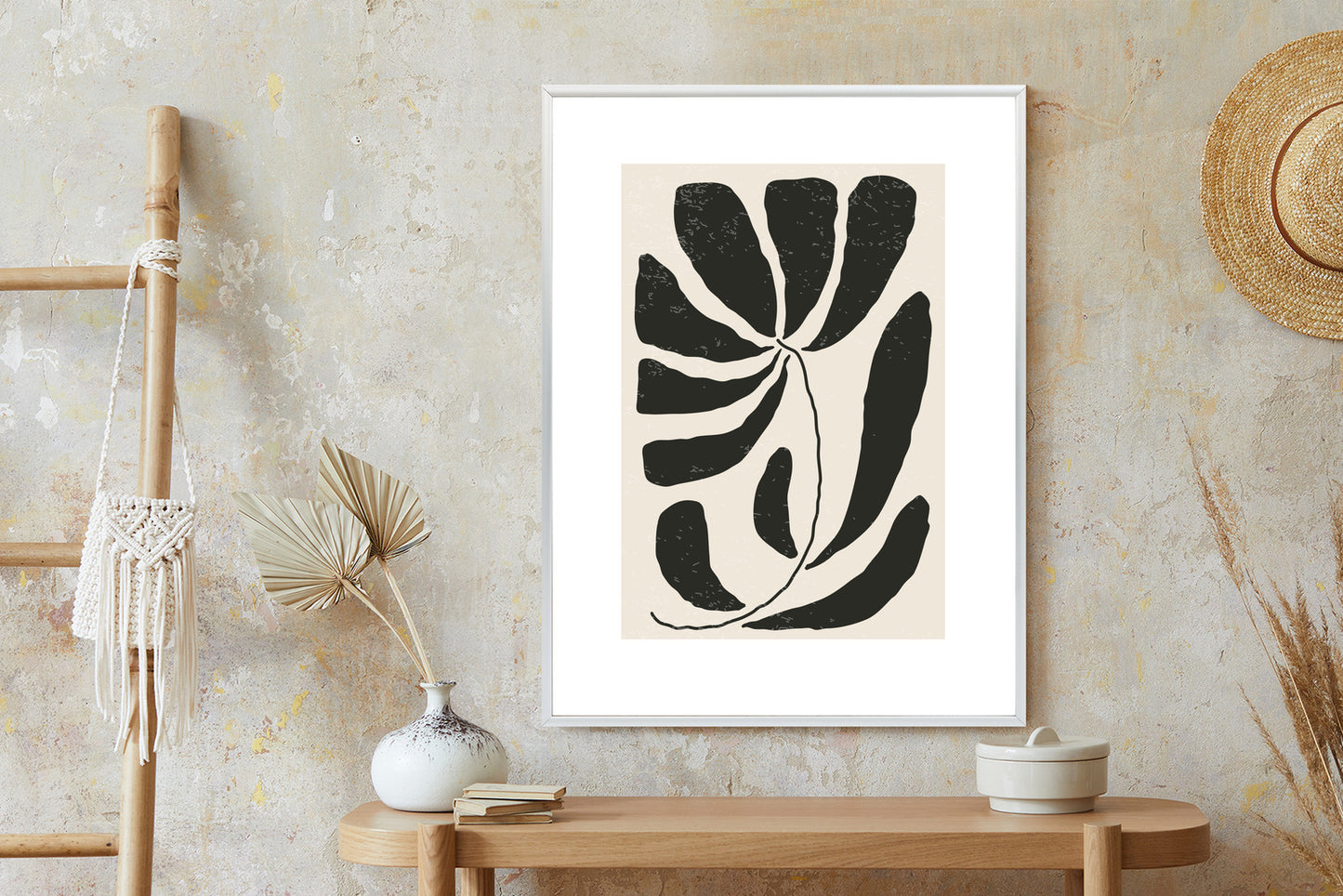 Poster Blume Mit Blättern Im Matisse-Stil