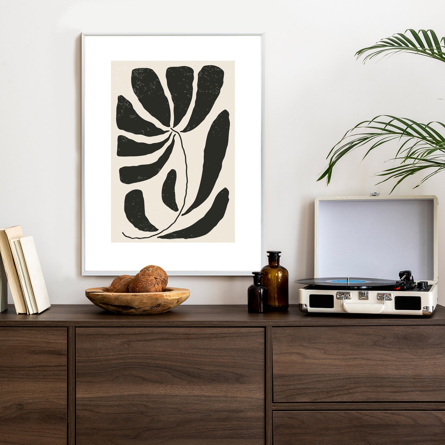 Poster Blume Mit Blättern Im Matisse-Stil