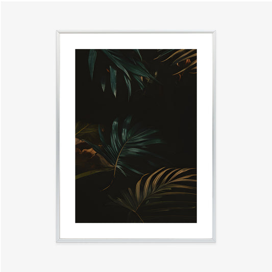 Poster Nachts Dunkle Blätter Rahmen Holz Mit Passepartout Farbe Natürlich