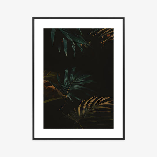 Poster Nachts Dunkle Blätter Rahmen Holz Mit Passepartout Farbe Natürlich