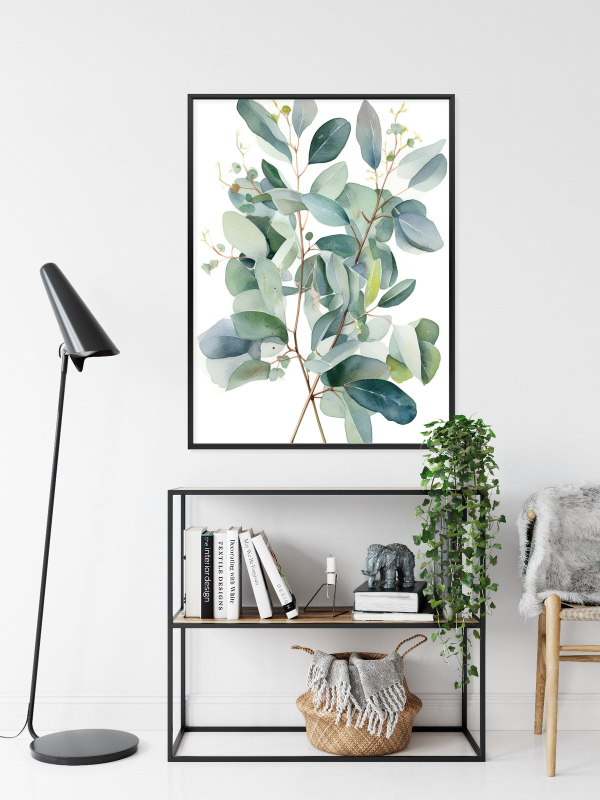 Poster Eukalyptuszweigstrauß Mit Aquarell Bemalt
