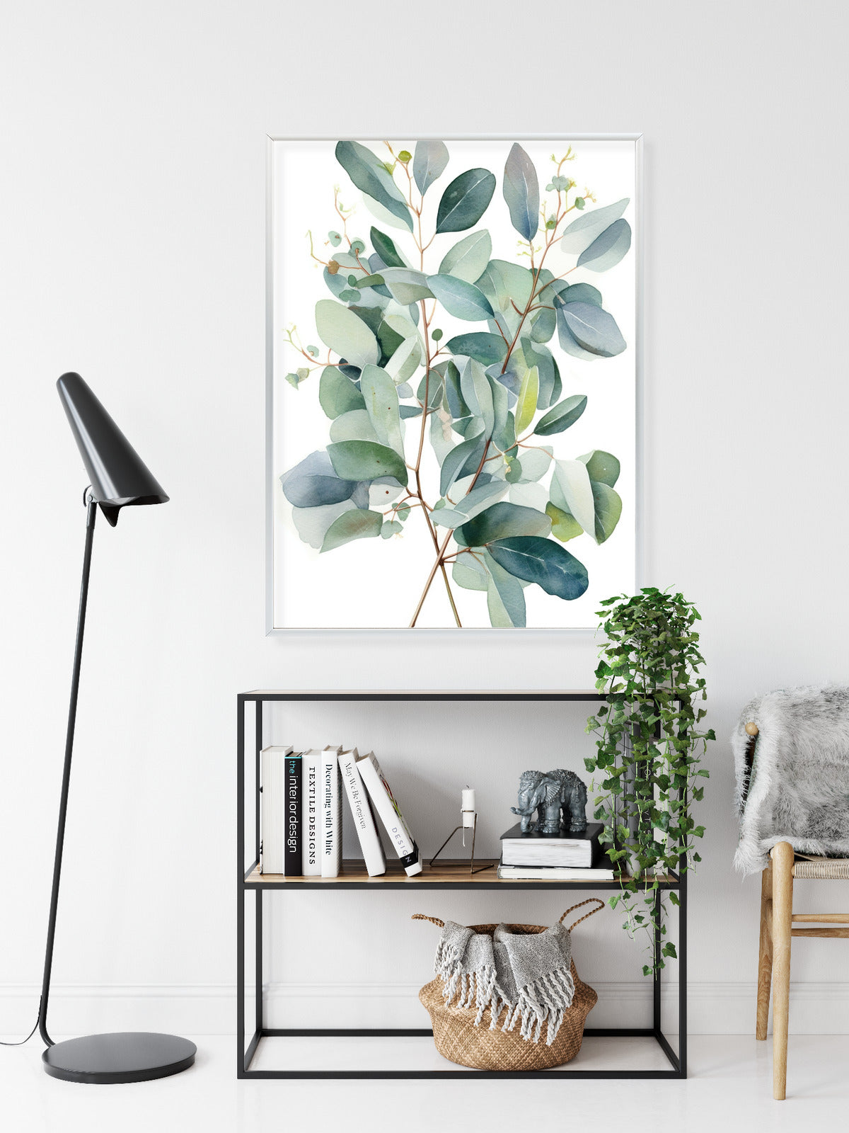Poster Eukalyptuszweigstrauß Mit Aquarell Bemalt