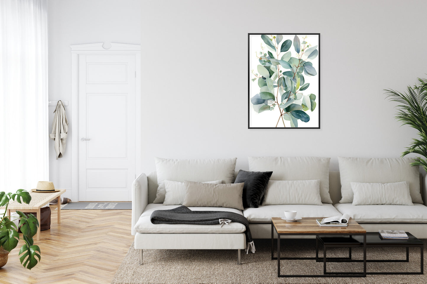 Poster Eukalyptuszweigstrauß Mit Aquarell Bemalt