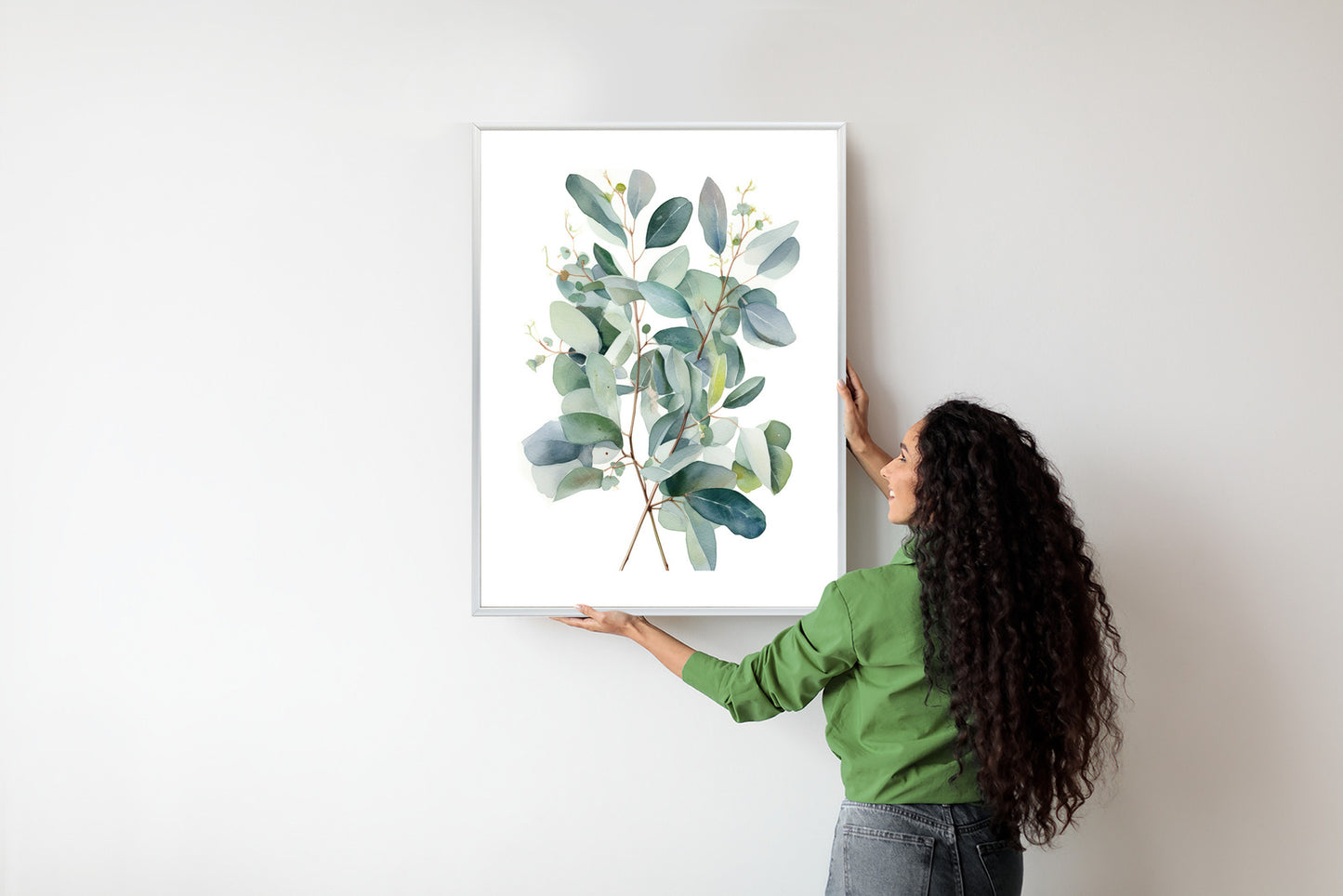 Poster Eukalyptuszweigstrauß Mit Aquarell Bemalt