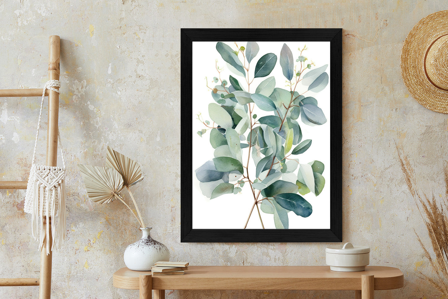 Poster Eukalyptuszweigstrauß Mit Aquarell Bemalt