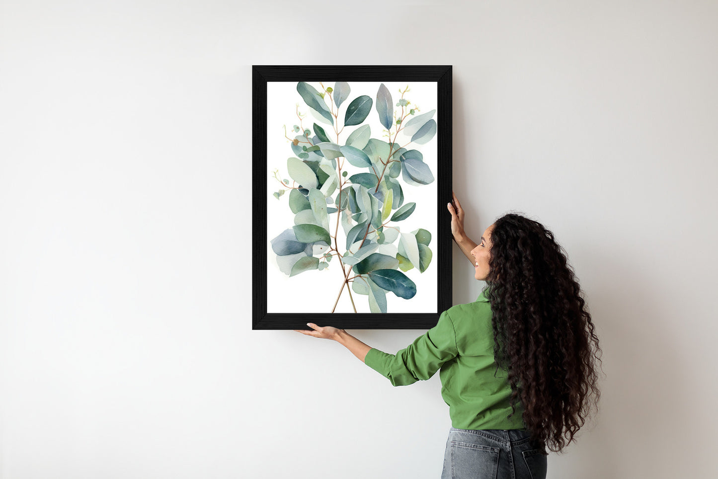 Poster Eukalyptuszweigstrauß Mit Aquarell Bemalt