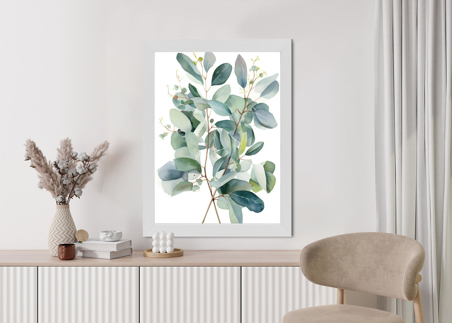Poster Eukalyptuszweigstrauß Mit Aquarell Bemalt