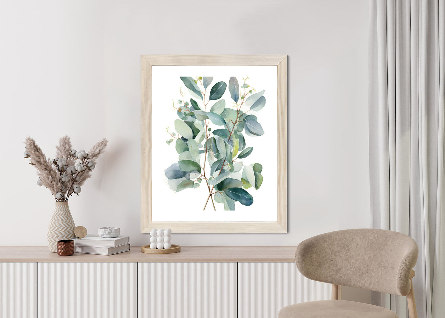 Poster Eukalyptuszweigstrauß Mit Aquarell Bemalt