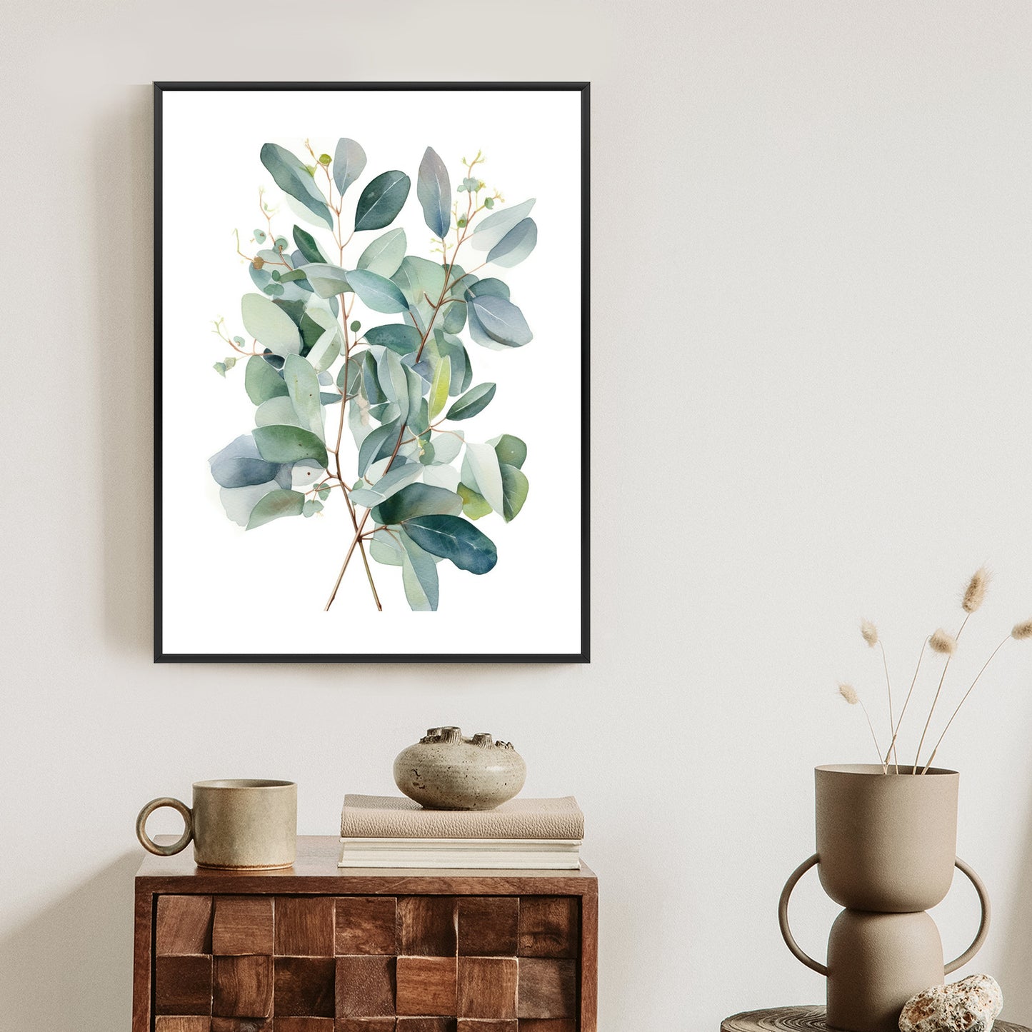 Poster Eukalyptuszweigstrauß Mit Aquarell Bemalt