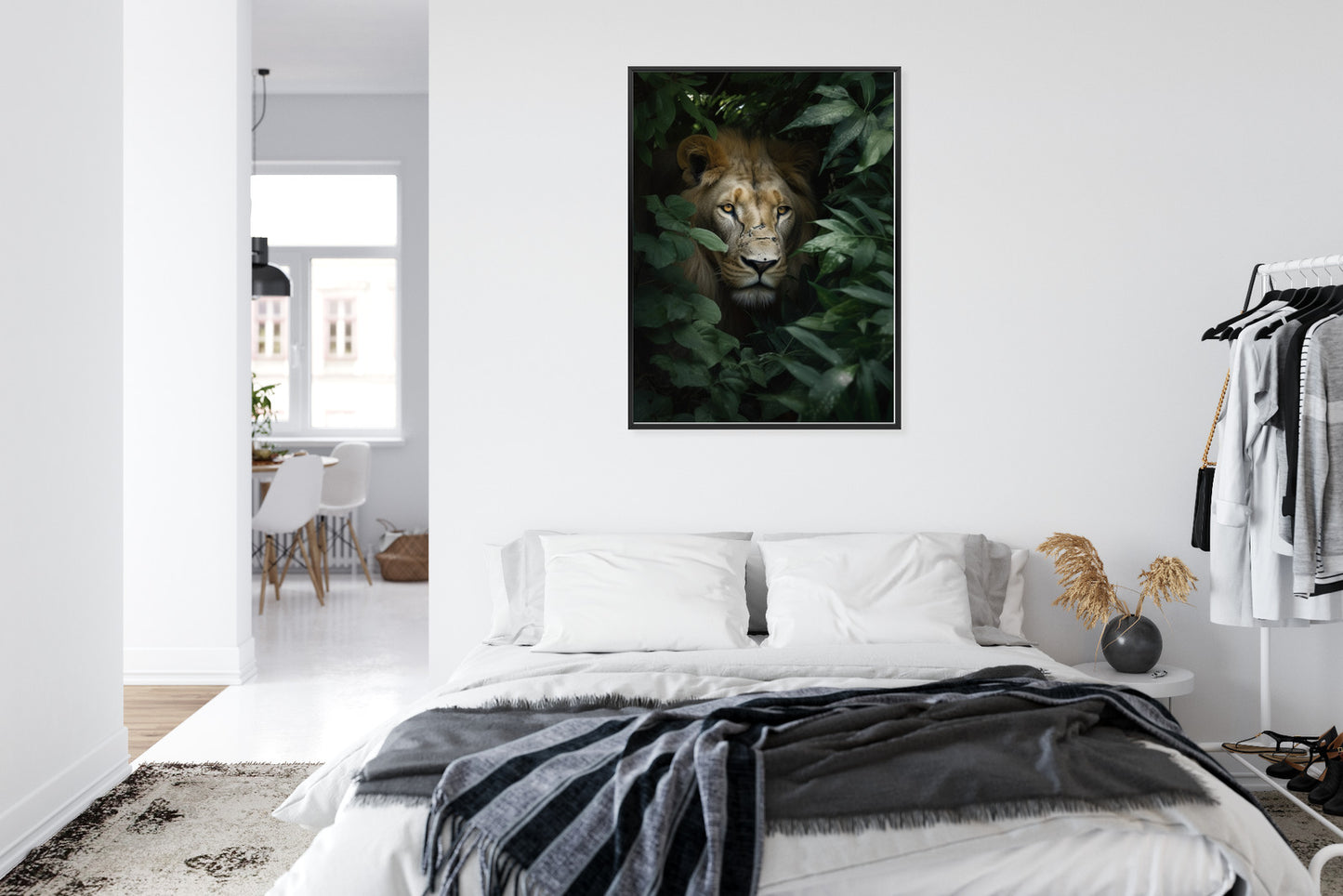 Poster Löwe Zwischen Grünen Blättern Im Dschungel