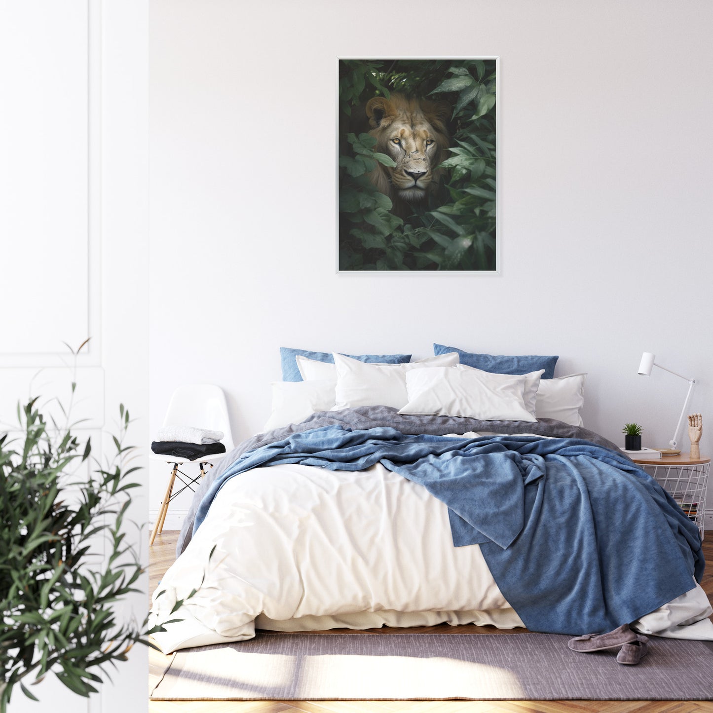 Poster Löwe Zwischen Grünen Blättern Im Dschungel