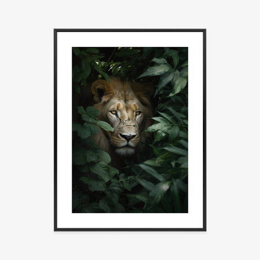 Poster Löwe Zwischen Grünen Blättern Im Dschungel