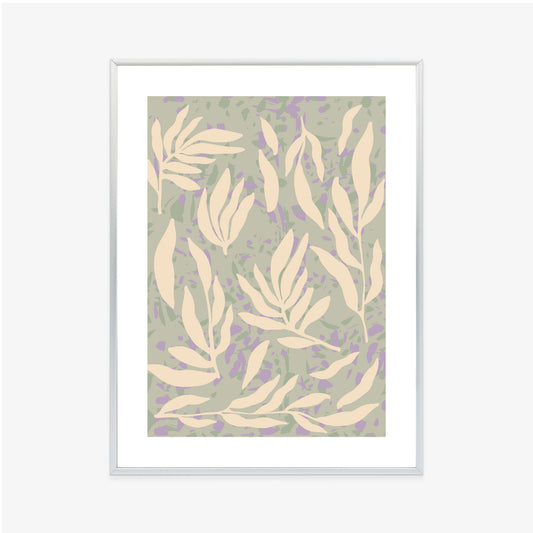 Poster Botanisches Muster Mit Beigen Zweigen Rahmen Holz Mit Passepartout Farbe Natürlich
