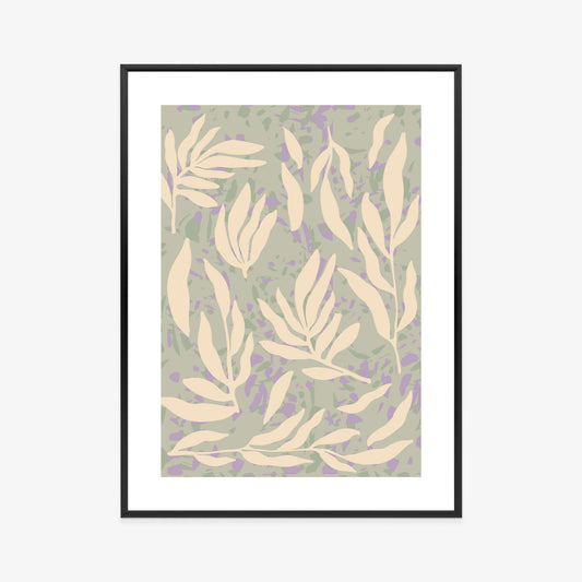 Poster Botanisches Muster Mit Beigen Zweigen Rahmen Holz Mit Passepartout Farbe Natürlich