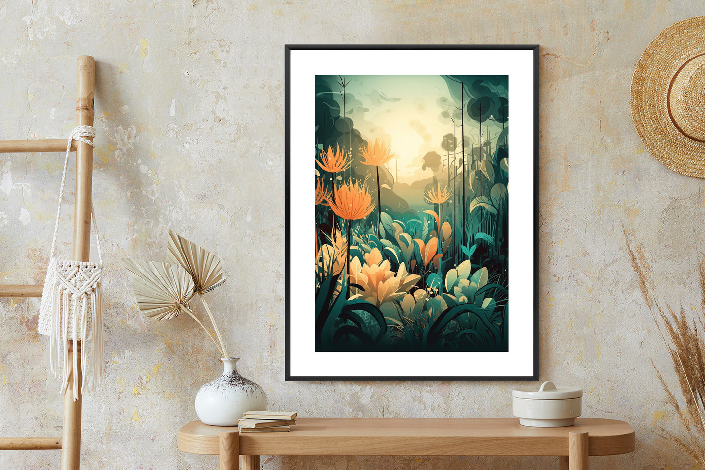 Poster Vegetation In Einem Tropischen Dschungel Rahmen Holz Mit Passepartout Farbe Natürlich