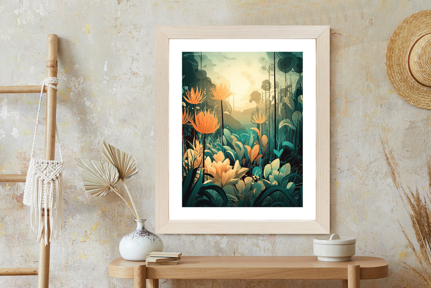 Poster Vegetation In Einem Tropischen Dschungel Rahmen Holz Mit Passepartout Farbe Natürlich