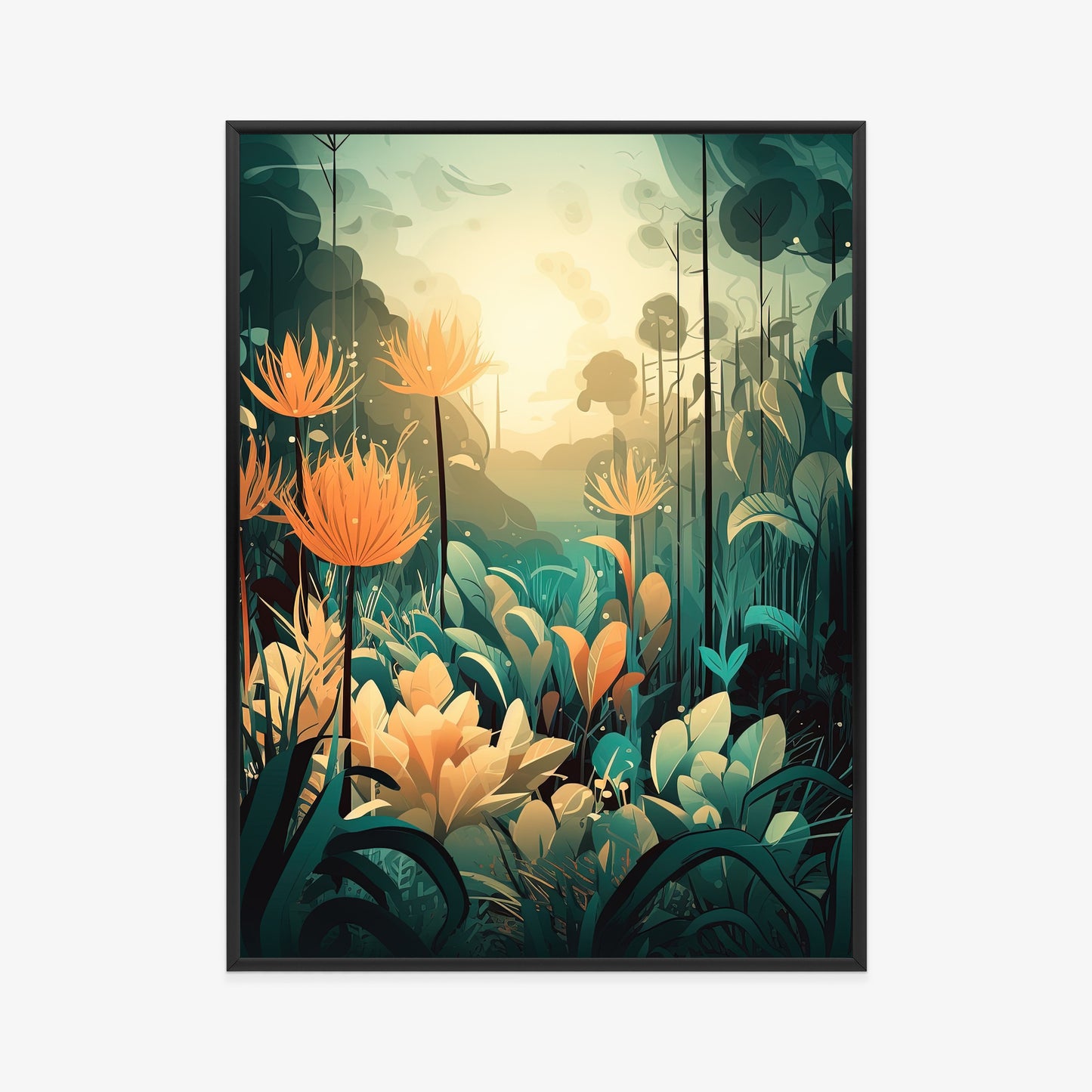 Poster Vegetation In Einem Tropischen Dschungel Rahmen Holz Mit Passepartout Farbe Natürlich