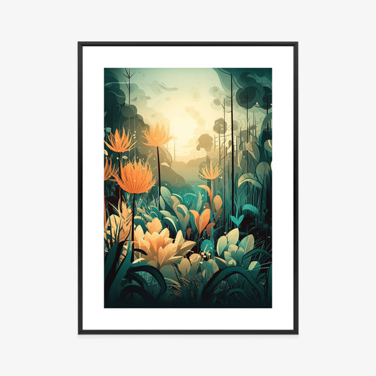 Poster Vegetation In Einem Tropischen Dschungel Rahmen Holz Mit Passepartout Farbe Natürlich