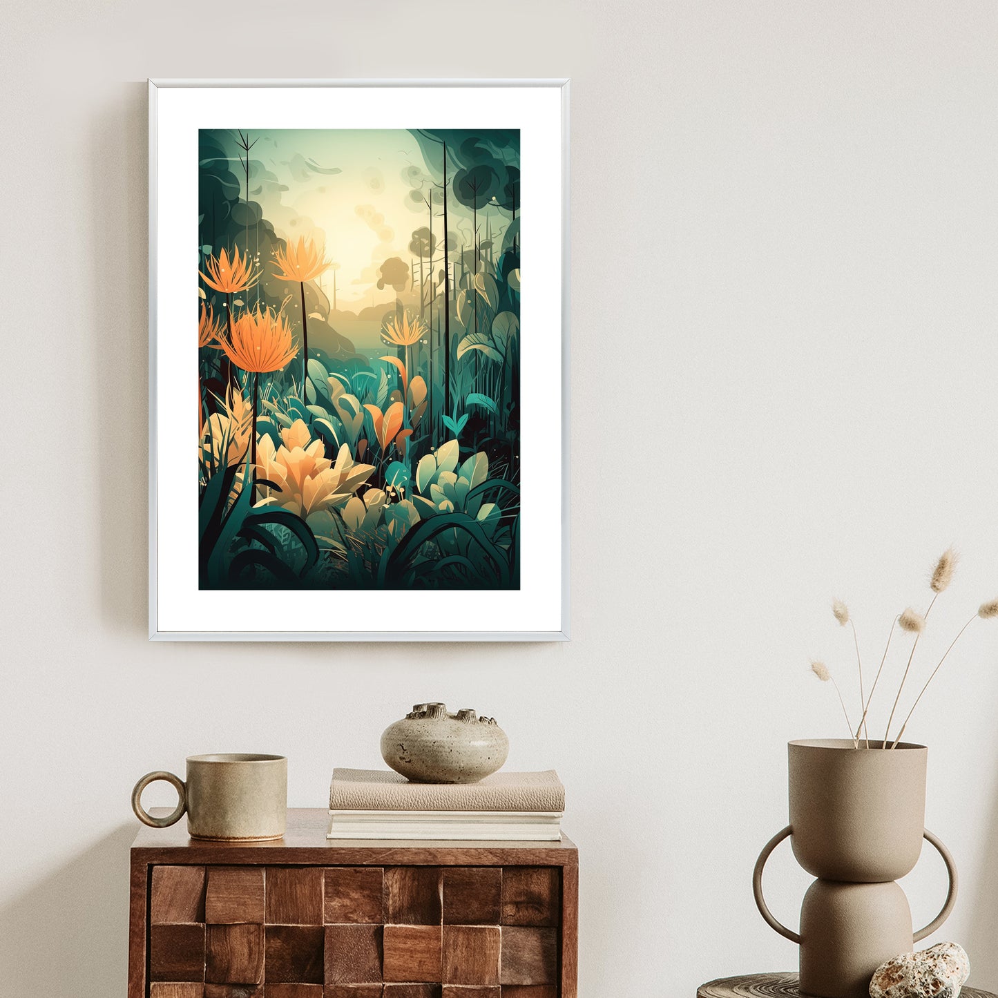 Poster Vegetation In Einem Tropischen Dschungel Rahmen Holz Mit Passepartout Farbe Natürlich
