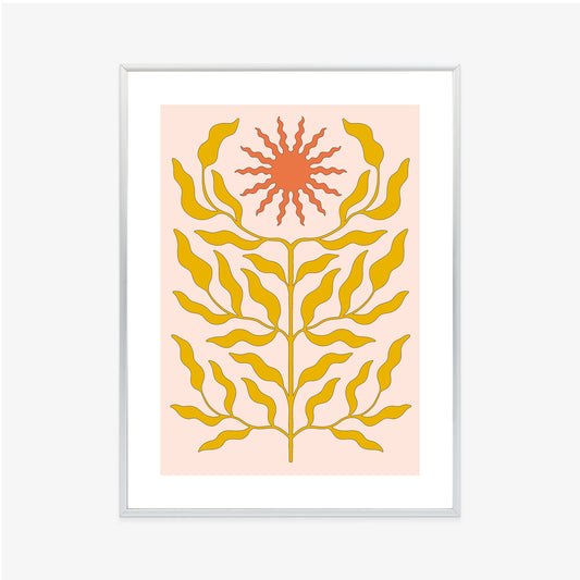 Poster Minimalistische Pflanze Im Boho-Stil Rahmen Holz Mit Passepartout Farbe Natürlich