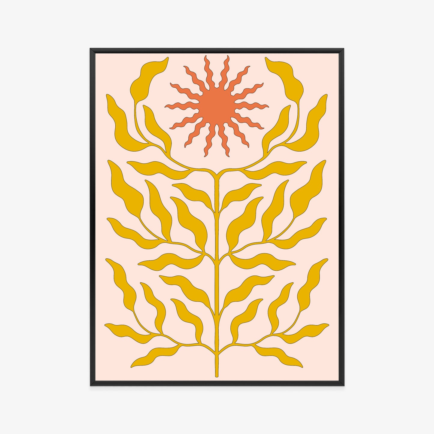 Poster Minimalistische Pflanze Im Boho-Stil Rahmen Holz Mit Passepartout Farbe Natürlich