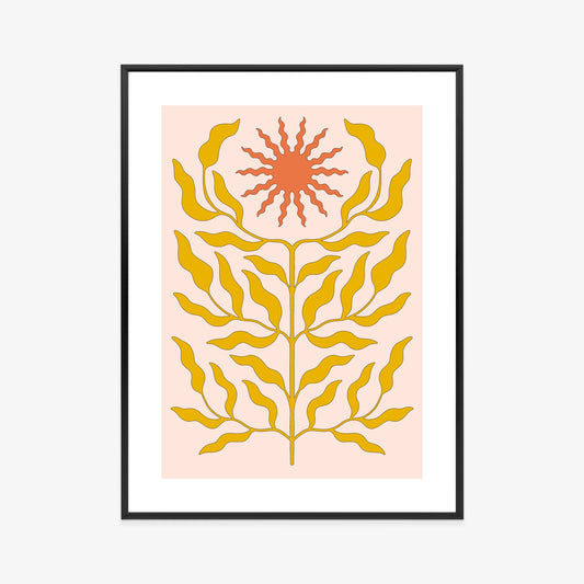 Poster Minimalistische Pflanze Im Boho-Stil Rahmen Holz Mit Passepartout Farbe Natürlich
