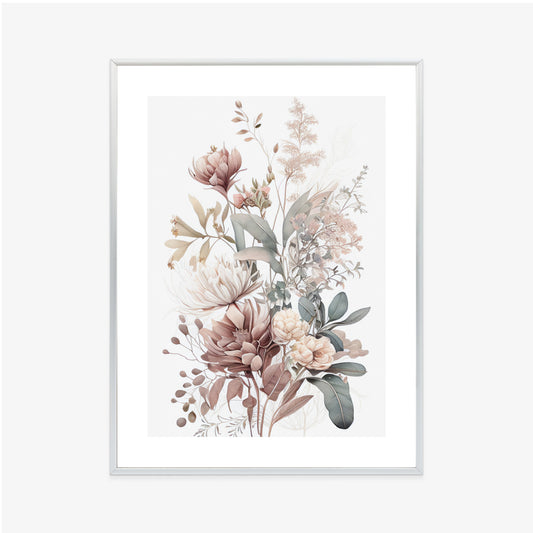 Poster Strauß Romantischer Blumen In Pastelltönen