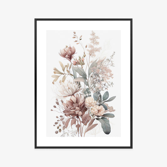 Poster Strauß Romantischer Blumen In Pastelltönen