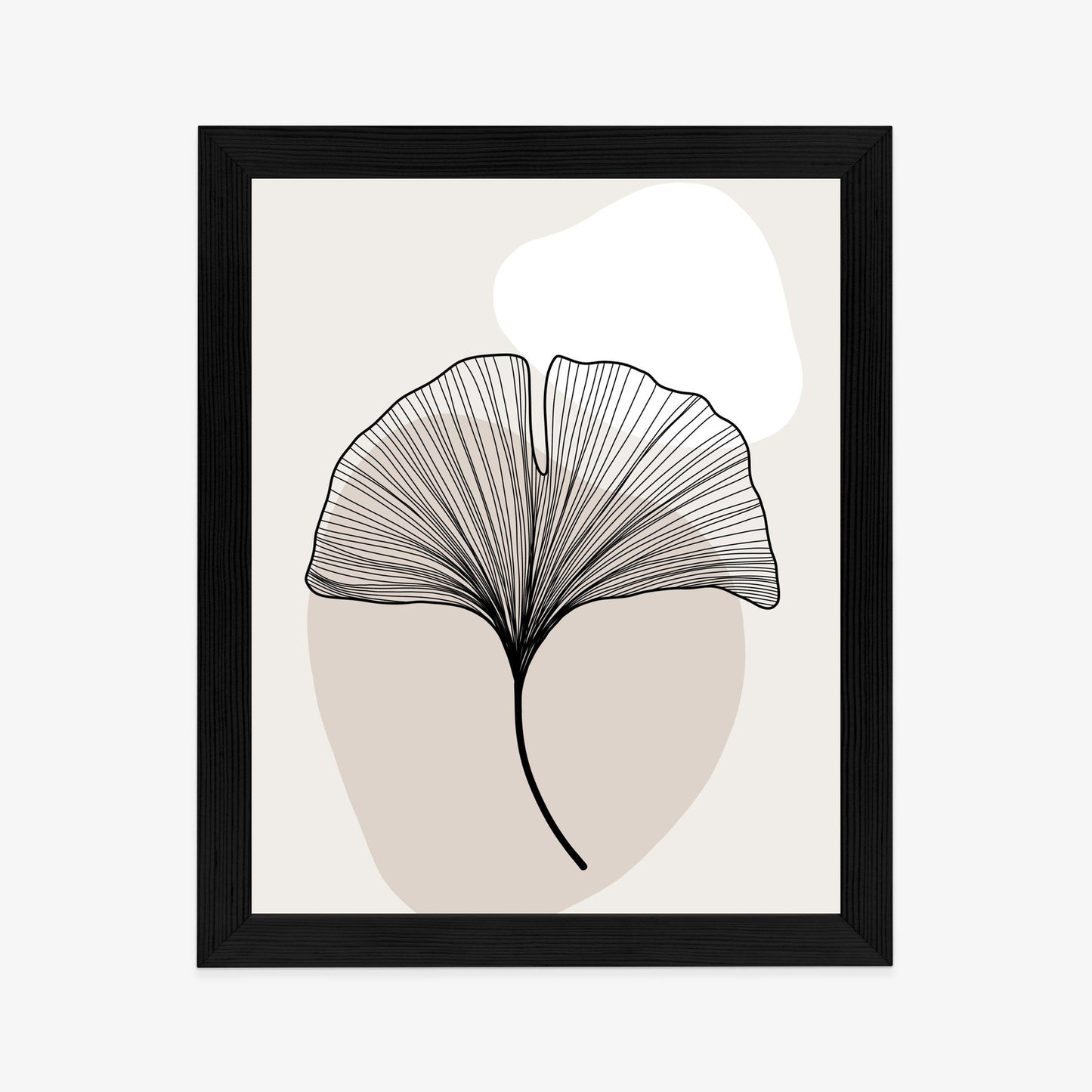 Poster Minimalistisches Ginkgoblatt Rahmen Holz Mit Passepartout Farbe Natürlich