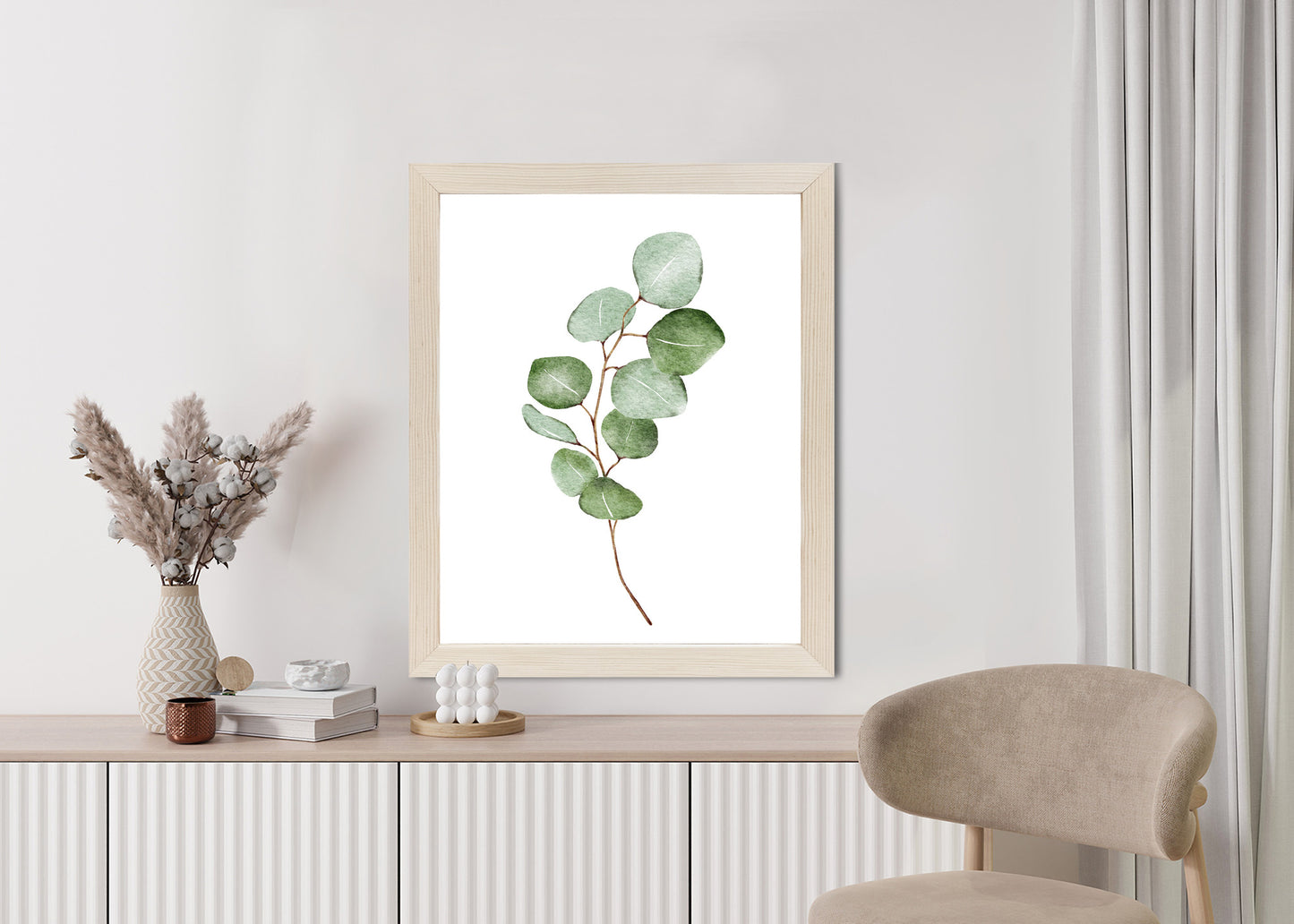 Poster Grüner Aquarell-Eukalyptuszweig Isoliert Auf Weißem Hintergrund