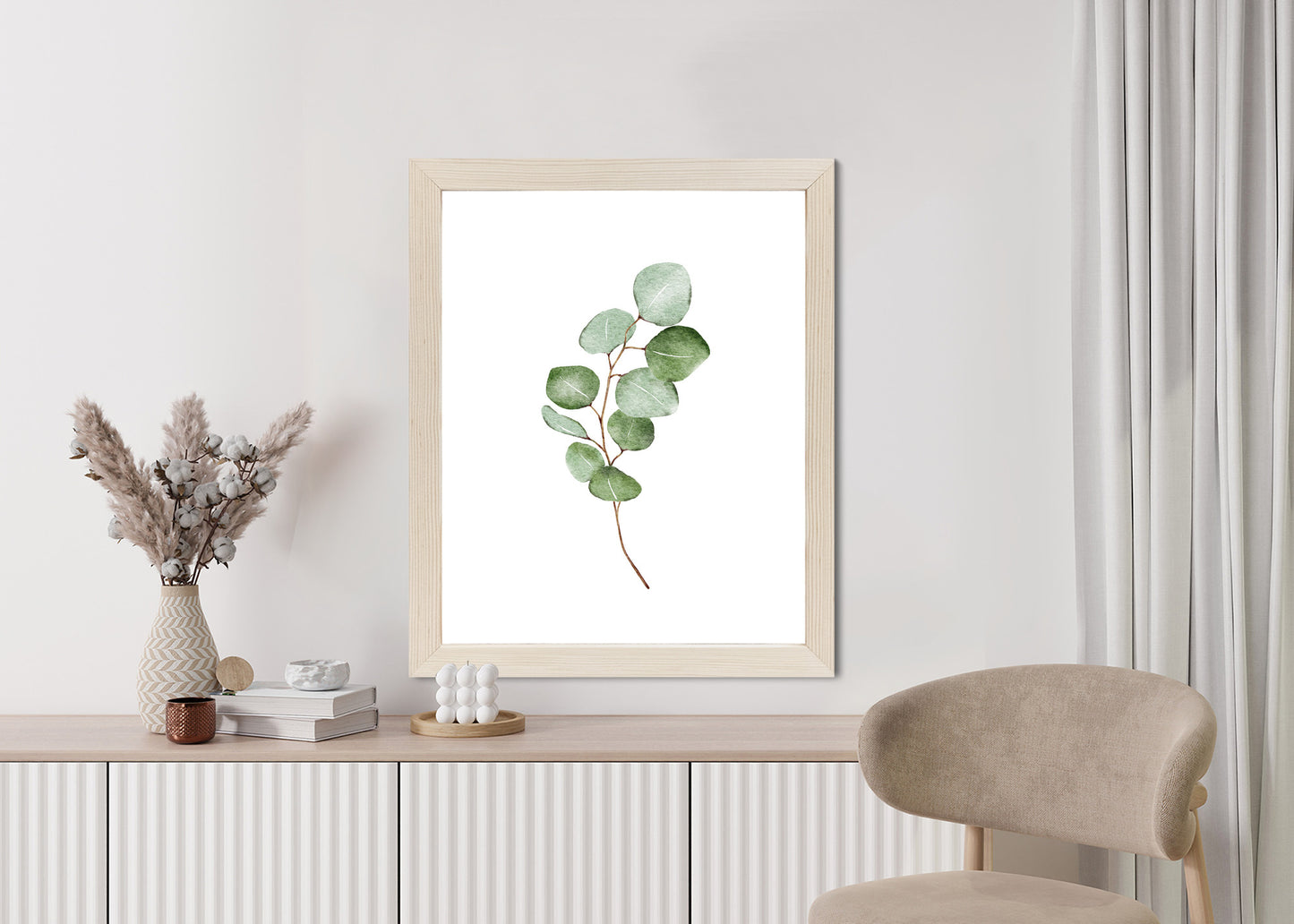 Poster Grüner Aquarell-Eukalyptuszweig Isoliert Auf Weißem Hintergrund
