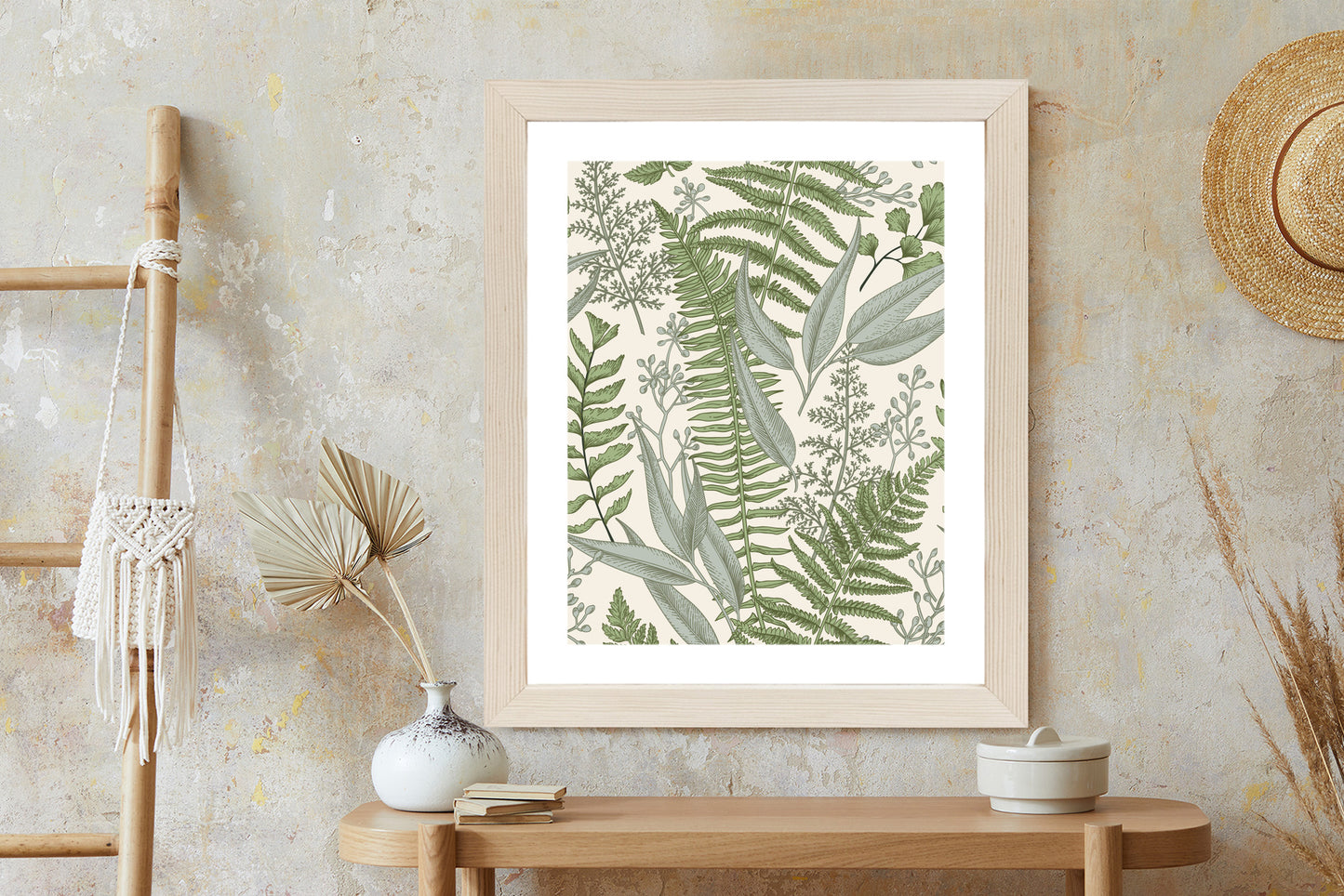 Poster Vintage-Wildpflanzen Auf Beigem Hintergrund