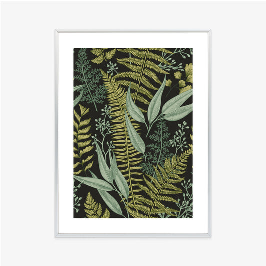 Poster Blumenmuster Im Vintage-Stil Rahmen Holz Mit Passepartout Farbe Natürlich