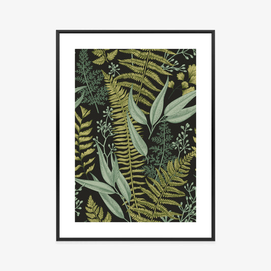 Poster Blumenmuster Im Vintage-Stil Rahmen Holz Mit Passepartout Farbe Natürlich