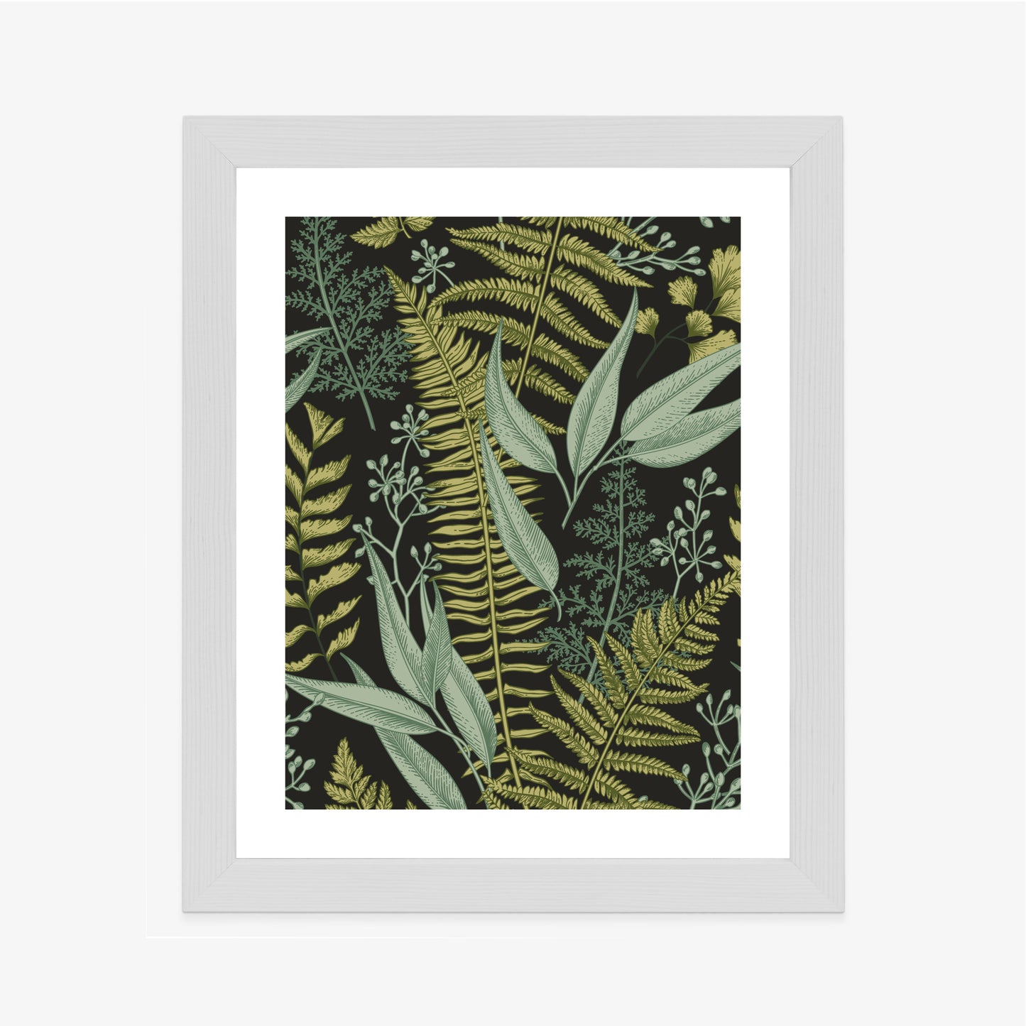 Poster Blumenmuster Im Vintage-Stil Rahmen Holz Mit Passepartout Farbe Natürlich