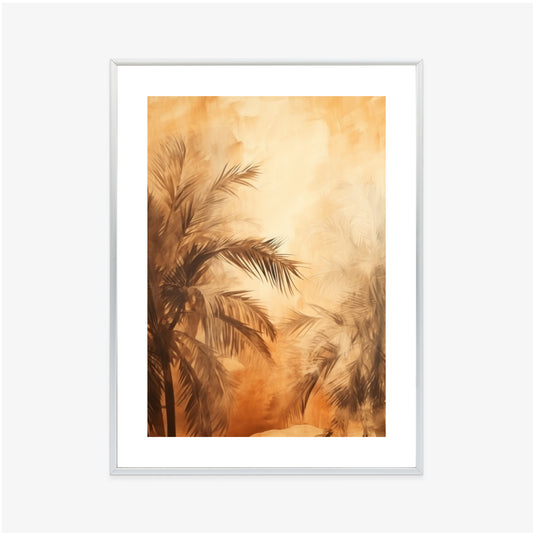 Poster Tropische Palmen In Der Farbe Der Wüste Rahmen Holz Mit Passepartout Farbe Natürlich